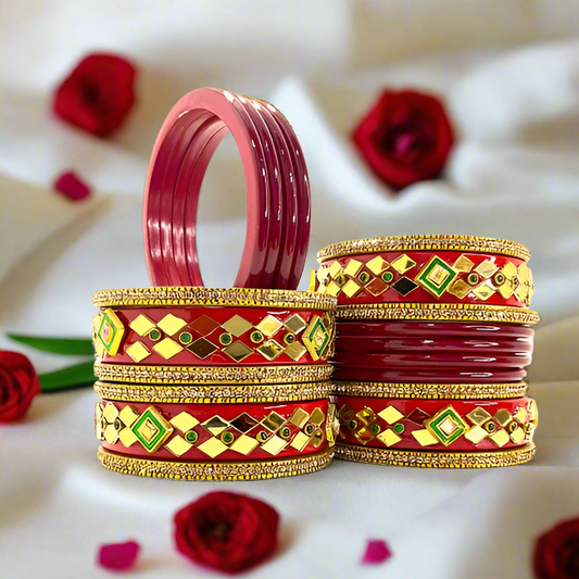 Red Maroon Bridal Bangles Set of 20 | Traditional Rajasthani Bangles | For Women and Girls