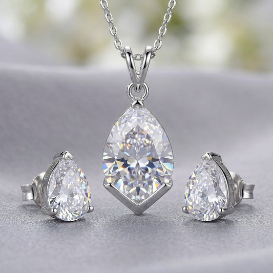 Awesome Pendant Rhodium Cubic Zirconia Pendant And Earrings