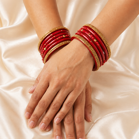 Traditional Rajasthani Design Lac Bangles Set For Girls And Women