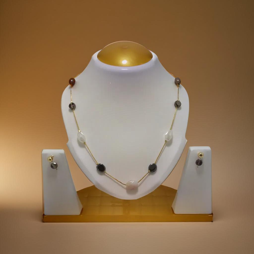 Central White Stone & multicolor stones | Chain set | Minimal necklace / Necklace Set | Girls & Women