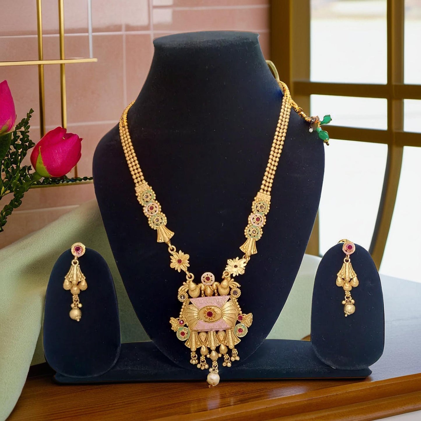 Traditional Gold-Plated Necklace Set | For Girls and Women