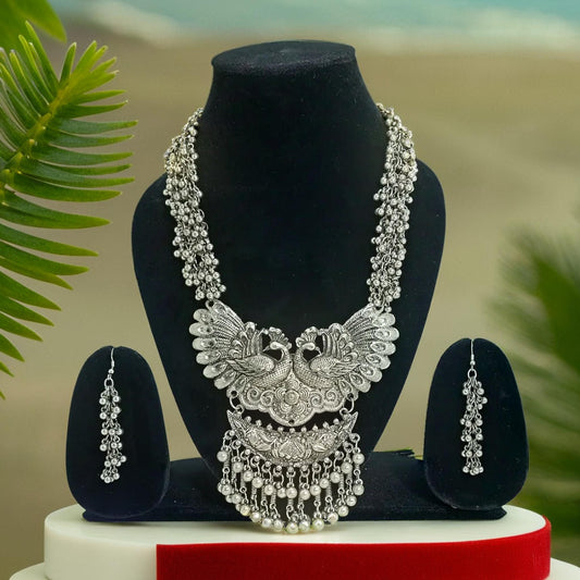 Afgani Dual Peacock Rani Haar| Oxidized Necklace Set|Traditional Handmade Necklace |for Women & Girls.