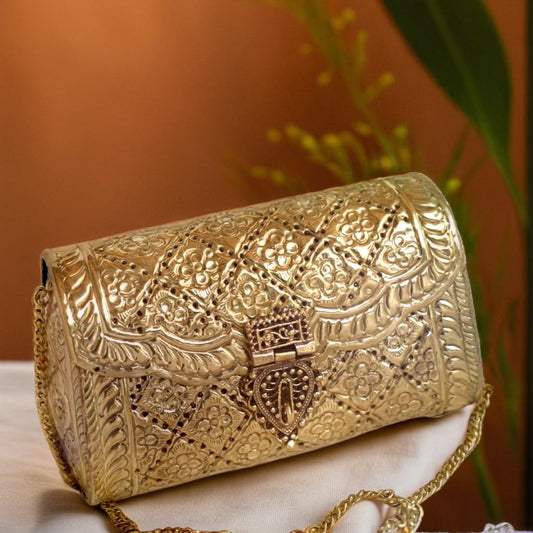 Golden Embossed Clutch | For Girls and Women