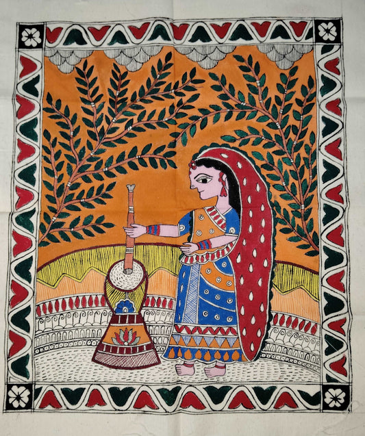 Madhubani Village Essence Handmade Madhubani Painting.