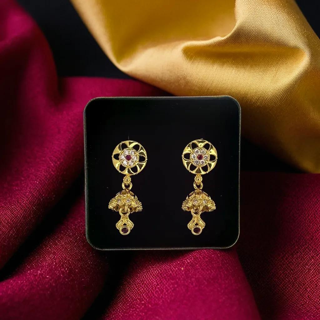 Gold-Plated Floral Rhinestone Jhumki/ Studs/Earrings | Traditional Earrings | for women and girls