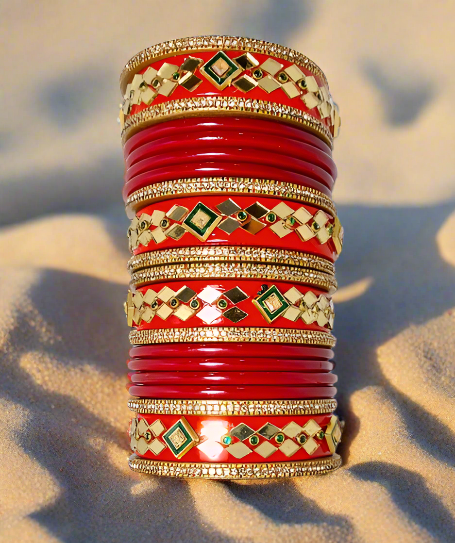 Red Maroon Bridal Bangles Set of 20 | Traditional Rajasthani Bangles | For Women and Girls