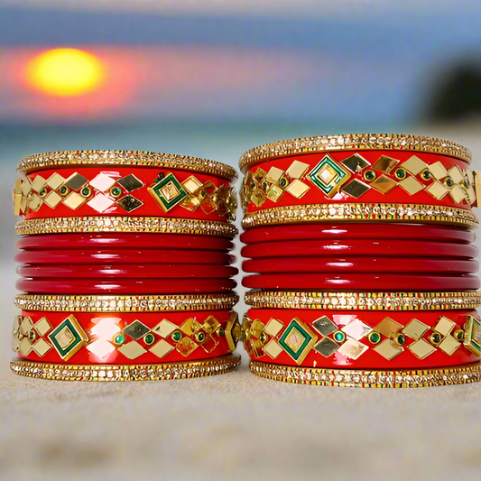 Red Maroon Bridal Bangles Set of 20 | Traditional Rajasthani Bangles | For Women and Girls