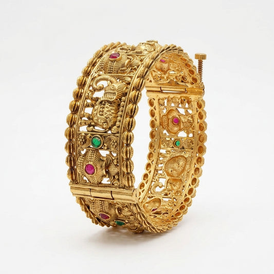 Antique Royal Elephant Openable Kada Bangles Set Of 2  (Free Size)