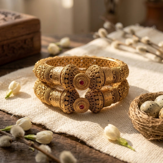 Wedding Party Wear Gold Plated Bangle Rajwadi Polish Openable Bangles