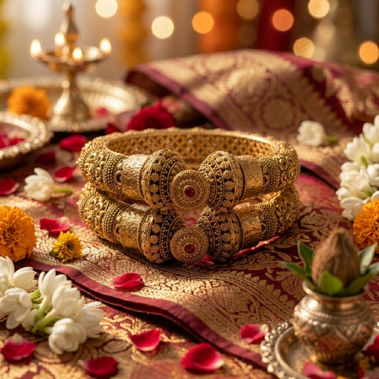 Wedding Party Wear Gold Plated Bangle Rajwadi Polish Openable Bangles