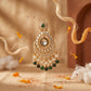 Beautiful Kundan Chand Bali Earrings Maroon colour & Green Colour