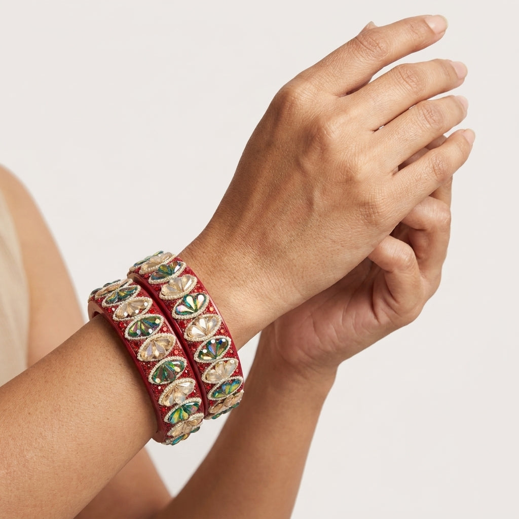 Rajasthani Traditional Lac Kada Bangles For Women & Girl With Latest Kundan Design