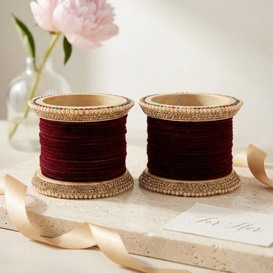 Premium Punjabi Wedding Bangles Set With Beautiful Multi Stone Lac Bangdi Velvet Plain Chudi Design