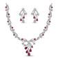 Purple Stone Silver Plated Designer Necklace Set with Earrings for Women