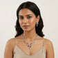Purple Stone Silver Plated Designer Necklace Set with Earrings for Women