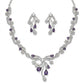 Purple Stone Silver Plated Designer Necklace Set with Earrings for Women
