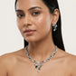 Purple Stone Silver Plated Designer Necklace Set with Earrings for Women