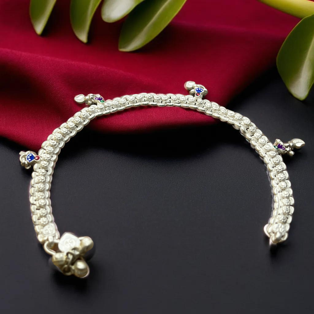 Phool Patta Silver Chain Anklets | For Girls and Women